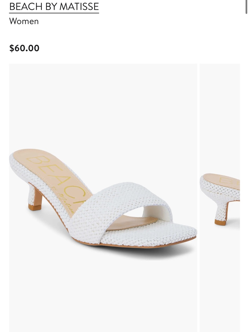 Beach by Matisse Capricorn Kitten Heel Slide Sandal White Women's size 10